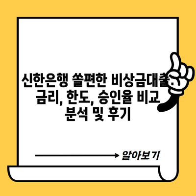 신한은행 쏠편한 비상금대출: 금리, 한도, 승인율 비교 분석 및 후기