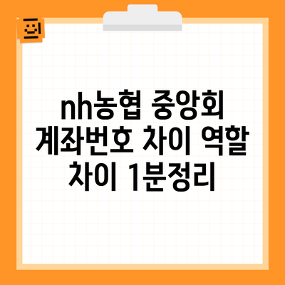 nh농협 중앙회 계좌번호 차이 역할 차이 1분정리