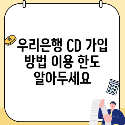 우리은행 CD 가입 방법 이용 한도 알아두세요