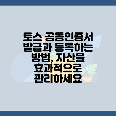 토스 공동인증서 발급과 등록하는 방법, 자산을 효과적으로 관리하세요