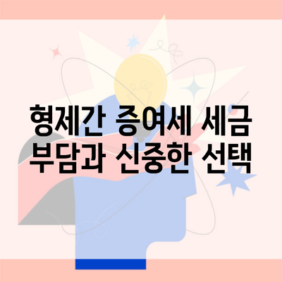 형제간 증여세 세금 부담과 신중한 선택