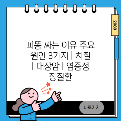 피똥 싸는 이유 주요 원인 3가지 | 치질 | 대장암 | 염증성 장질환