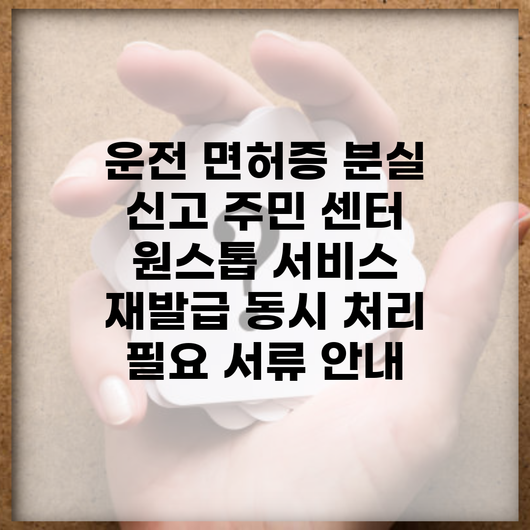 운전 면허증 분실 신고 주민 센터 원스톱 서비스 | 재발급 동시 처리 | 필요 서류 안내