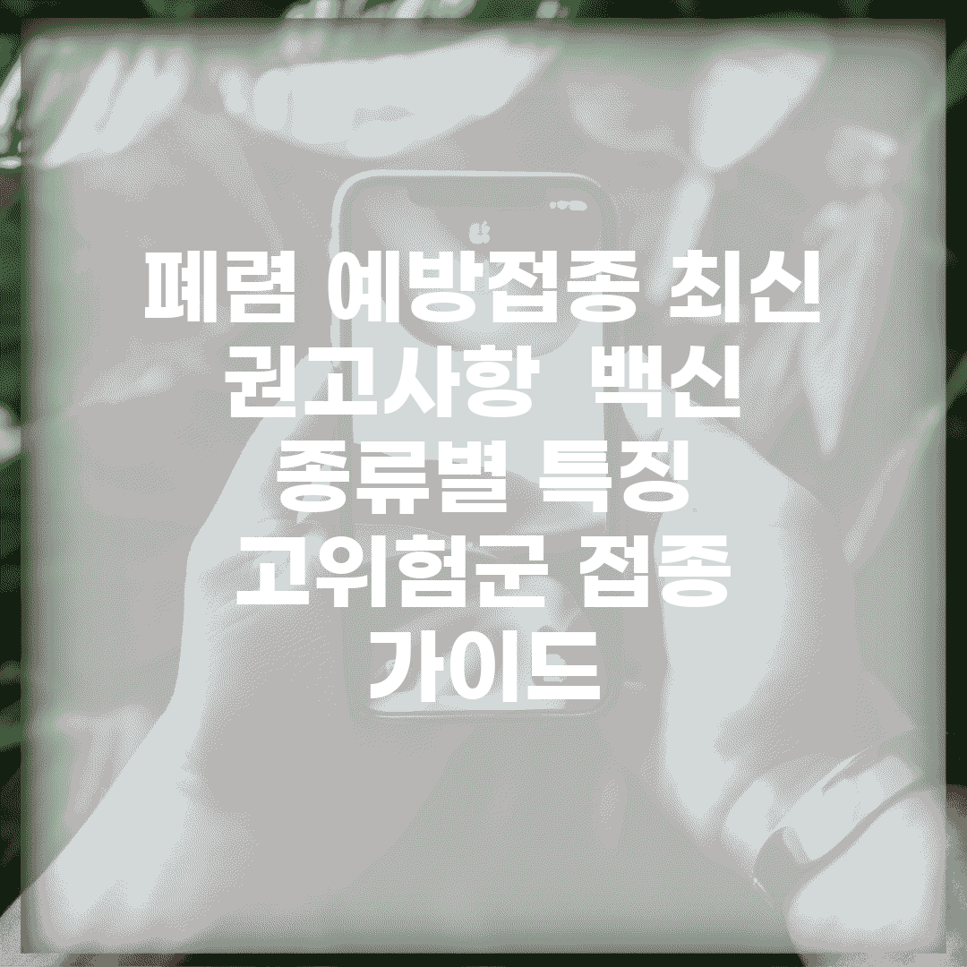 폐렴 예방접종 최신 권고사항 | 백신 종류별 특징 | 고위험군 접종 가이드