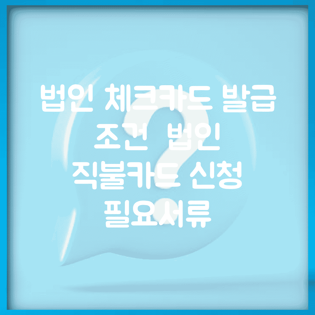 법인 체크카드 발급 조건 | 법인 직불카드 신청 필요서류