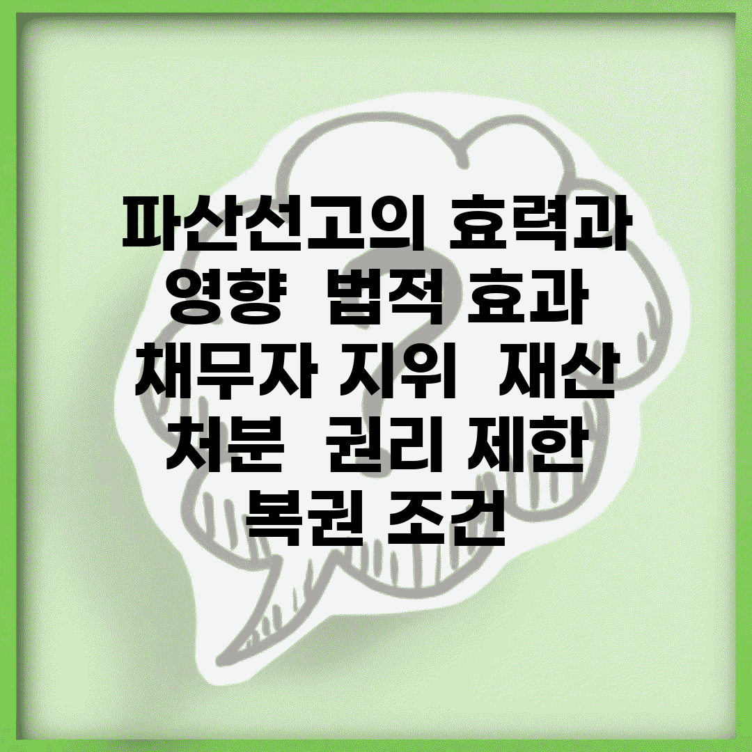 파산선고의 효력과 영향 | 법적 효과 | 채무자 지위 | 재산 처분 | 권리 제한 | 복권 조건