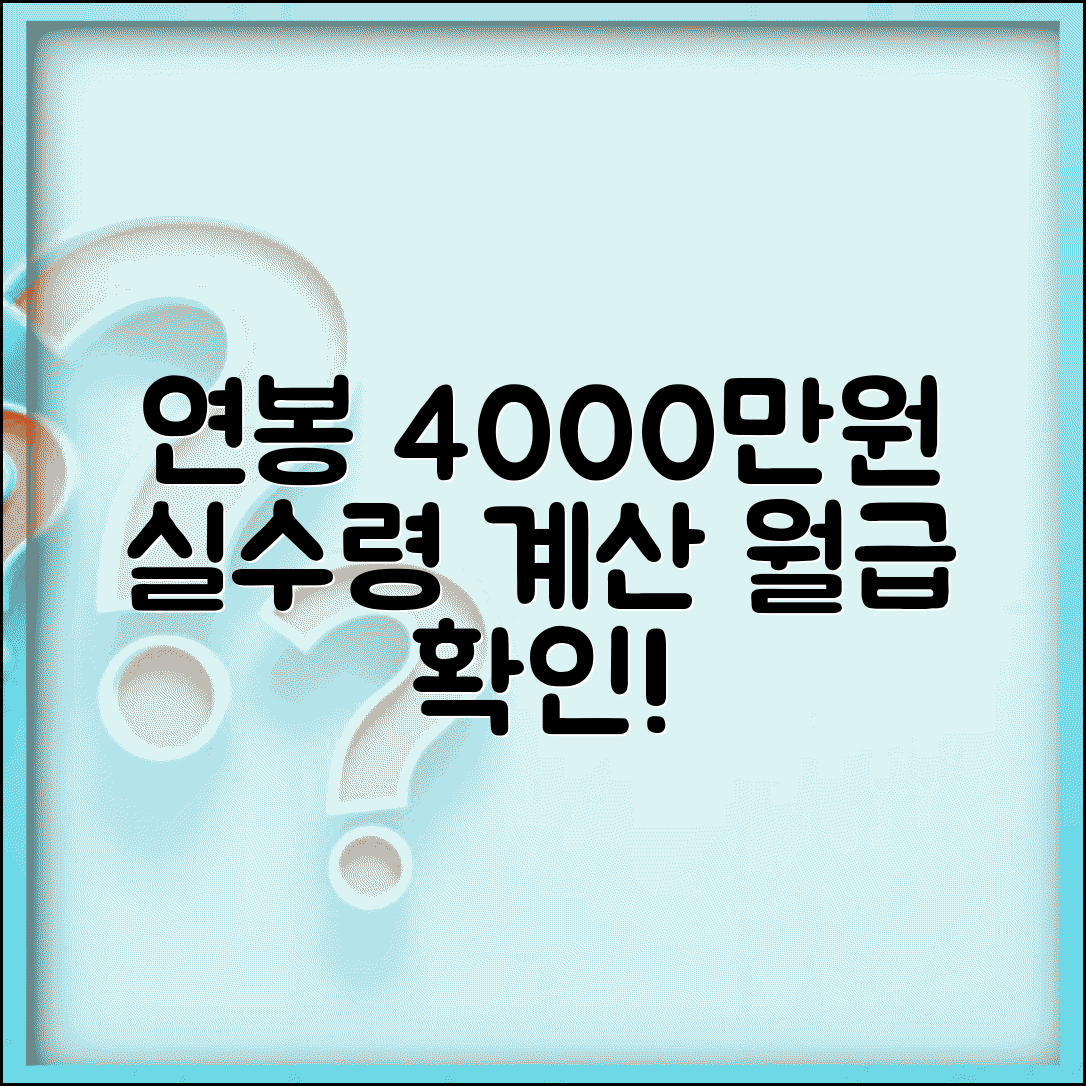 연봉 4000만원 세후 실수령 정확한 계산 | 4대보험 세금 제외 실제 월급
