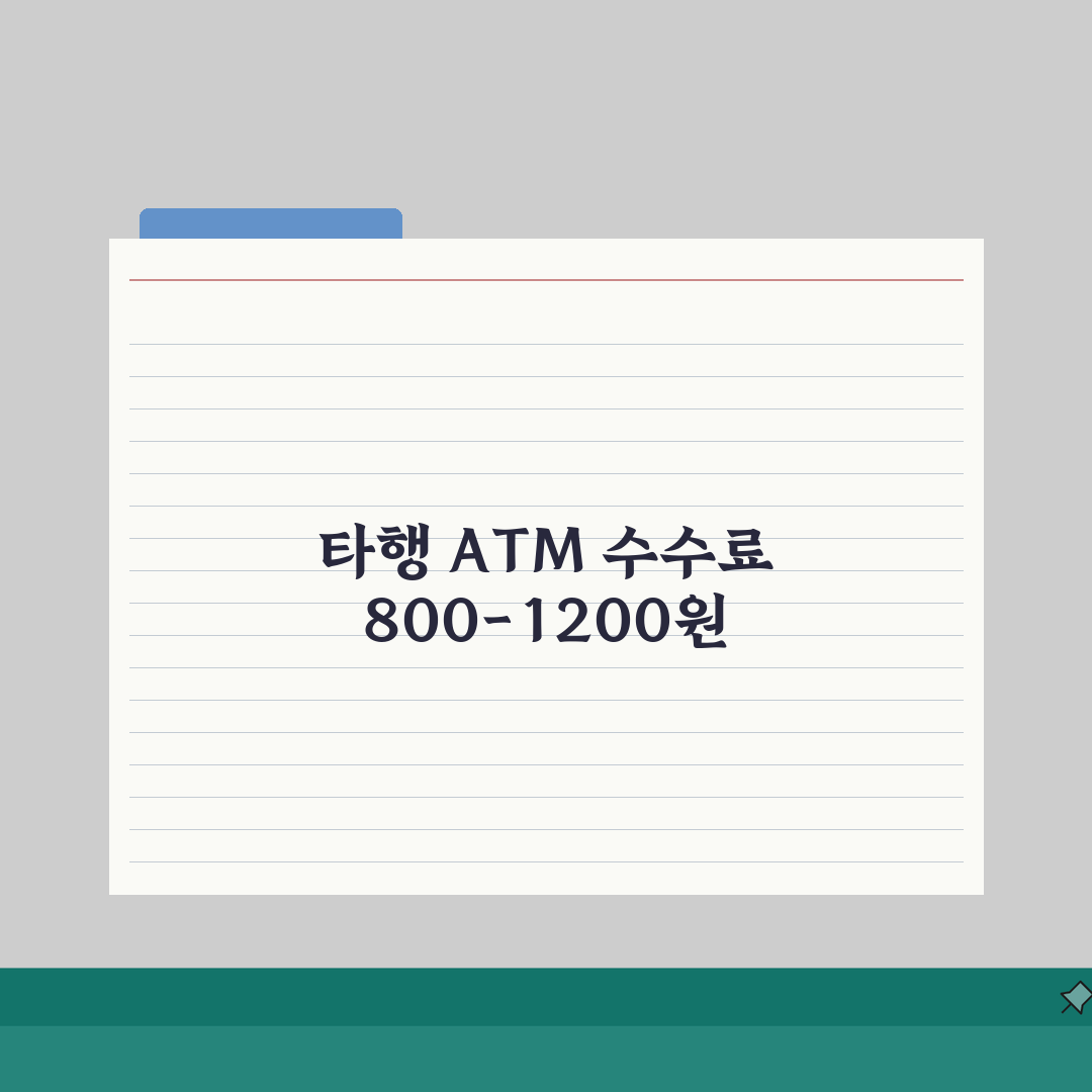 ATM 출금 수수료 은행별 비교 | 타행 ATM 출금 수수료 800원~1200원 직접 해봤